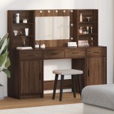 Masa de toaletă vidaXL cu lumini LED Stejar Maro 158,5x41x135 cm