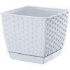 Ghiveci Patrat Rattolla Alb, 19x19cm, 3.8L, Prosperplast - Interior/Exterior, Rezistent UV