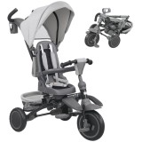 AIYAPLAY Tricicletă Copii 6&icirc;n1 Pliabilă, Scaun Rotativ, Copertină, Gri, 1-5 Ani, Max 25kg
