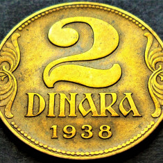 Moneda istorica 2 DINARI / DINARA - YUGOSLAVIA, anul 1938 * cod 5369