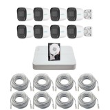 Sistem supraveghere IP Uniarch cu 8 camere 2MP, microfon, NVR PoE si HDD 1TB