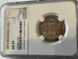 Moneda argint 1 leu 1873 NGC AU 55