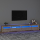 VidaXL Comodă TV cu lumini LED, stejar sonoma, 270x35x40 cm