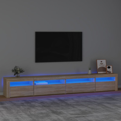 vidaXL Comodă TV cu lumini LED, stejar sonoma, 270x35x40 cm foto