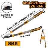 Foarfeca Pomi Telescopica HLTS7401 &ndash; 660-870mm, Taiere 28mm, Lama Otel SK5 Teflonata, Sistem Anti-Soc