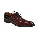 Pantofi barbati eleganti din piele naturala Croco Maro LAC