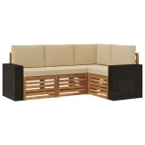 vidaXL Seturi de canapele cu pernă 4 pcs Lemn Solid de Acacia 3384304
