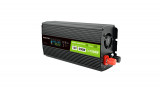 Invertor auto Green Cell de la 12V la 230V Convertor de tensiune (amplificator de tensiune) 500W/1000W Undă sinusoidală pură, cu afișaj LCD