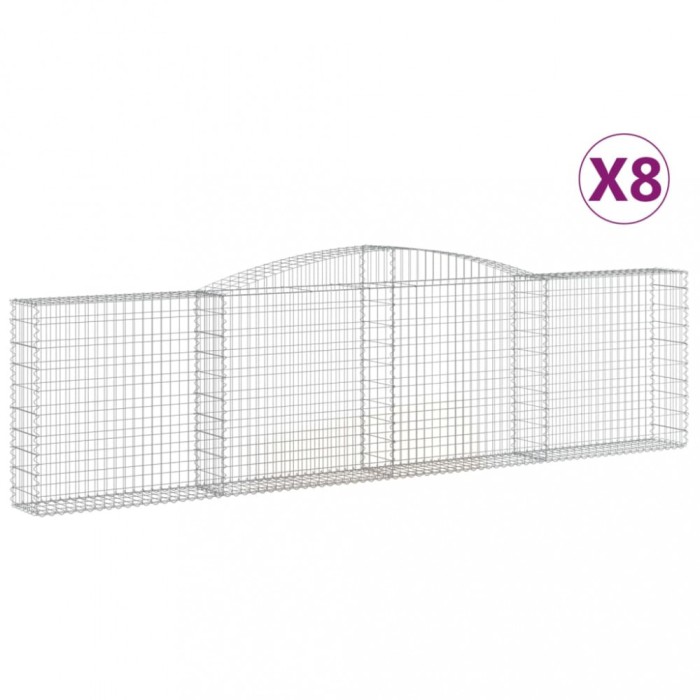 Cosuri gabion arcuite 8 buc, 400x30x100/120 cm fier galvanizat