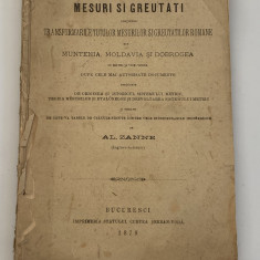 Al. Zanne - Barem de mesuri si greutati - 1879 carte veche rara