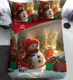 Cumpara ieftin Lenjerie Pat De Craciun O Persoana Gerilia Cr079, Bumbac, 4 Piese, Cu Elastic, Imprimeu