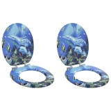 vidaXL Capacul de toaletă 2 pcs albastru 44 x 38 cm Placă MDF 3414536