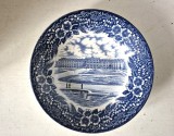 Bol adanc Broadhurst Staffordshire Ironstone Made in England Schloss Schonbrunn Blue and White colectie vintage diametru 20cm inaltime 4cm englezesc