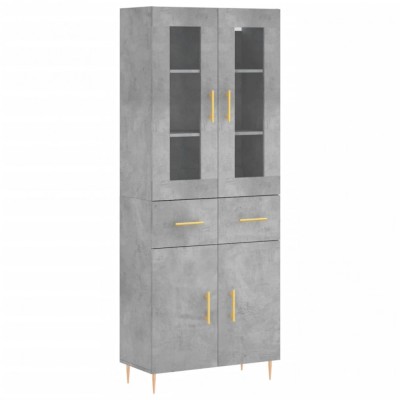 Dulap inalt, gri beton, 69,5x34x180, lemn compozit foto