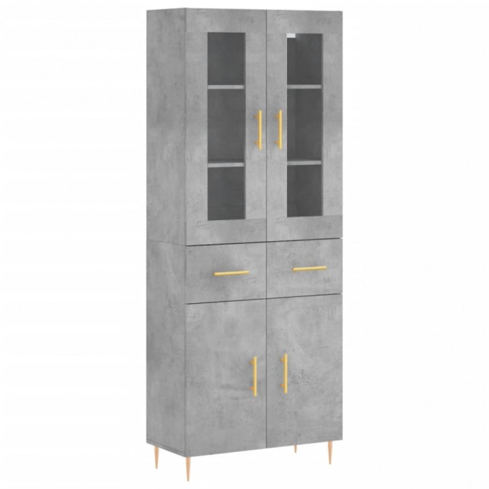 Dulap inalt, gri beton, 69,5x34x180, lemn compozit