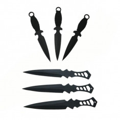 Set trei cutite de aruncat Anarchy Way si trei cutite de aruncat, Black Fury, IdeallStore®, teaca inclusa