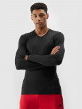 Tricou cu m&acirc;necă lungă de antrenament din materiale reciclate pentru bărbați - negru, 4F Sportswear