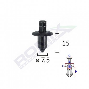 CLIPS FIXARE PENTRU LEXUS/SUZUKI/TOYOTA/VOLVO 7.5X15MM - NEGRU SET 10 BUC foto