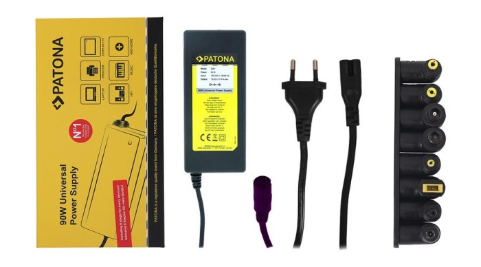 Alimentare universală PATONA 90W pentru notebook, imprimantă, hifi, muzică, hard disk extern cu 8 mufe diferite 18,5-20V