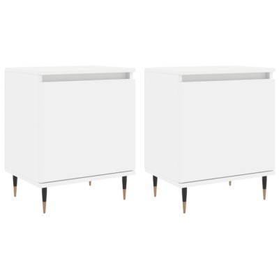 Noptiere, 2 buc, alb, 40x30x50 cm, lemn compozit foto