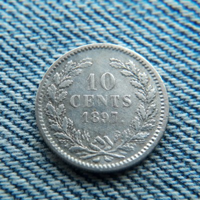 2L - 10 Cents 1897 Olanda - Wilhelmina / argint foto