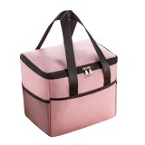 Geanta termica flippy pentru pranz, compartimente telefon si tacamuri, multifunctionala, impermeabila, 24x18x21 cm, roz