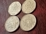 Lot 4 monede Franta: 2 francs franci 1981 + 1982, 5 francs 1971 + 1990 [poze]. Discount conform descriere [10 - 20 %. Vezi descrierea.]., Europa