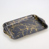 Tava din plastic dur, 33x22,5 cm , model marmura neagra cu auriu efect lucios