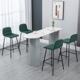 Cumpara ieftin HOMCOM Set de 4 scaune de bar modern, scaun de bucatarie, de bar tapitate cu spatar, picioare de otel, verde