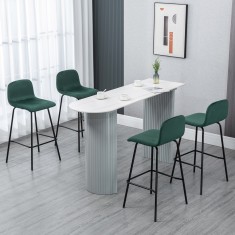 HOMCOM Set de 4 scaune de bar modern, scaun de bucatarie, de bar tapitate cu spatar, picioare de otel, verde foto