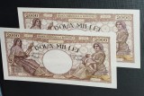 ROMANIA 2X2000 LEI 1941 P53 UNC SUPERB CONSECUTIVE