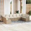 VidaXL Set de canapele pentru grădină 10 pcs Bej Rattan poli 3346221