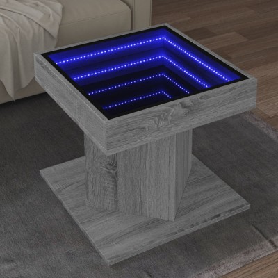 vidaXL Măsuță de cafea cu LED sonoma gri 50x50x45cm lemn prelucrat foto