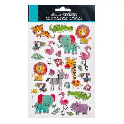 Set Autocolante Animale Sălbatice, 3D, Detalii Argintii, 27 Bucăți, Multicolor foto