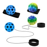 Cumpara ieftin Set 4 mingi hiperelastice Space Moon Ball, 2 albastre si 2 verzi multicolor, 66 mm, joc activ pentru atentie, reflexe si coordonare