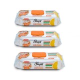 Set 3x servetele umede de bucatarie Sleepy cu ulei de portocala, 50 buc