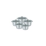 Set de 5 oale din inox, cu capac, dimensiuni 18, 20, 22, 24, 26 cm, gri, Kinghoff