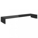 VidaXL Stand TV/Suport monitor, sticlă, 110x30x13 cm, negru