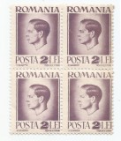 |Romania, LP 187/1945, Uzuale - Mihai I, hartie alba, 2 lei, bloc, MNH