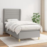 Cumpara ieftin Pat box spring cu saltea, gri deschis, 90x200 cm, textil