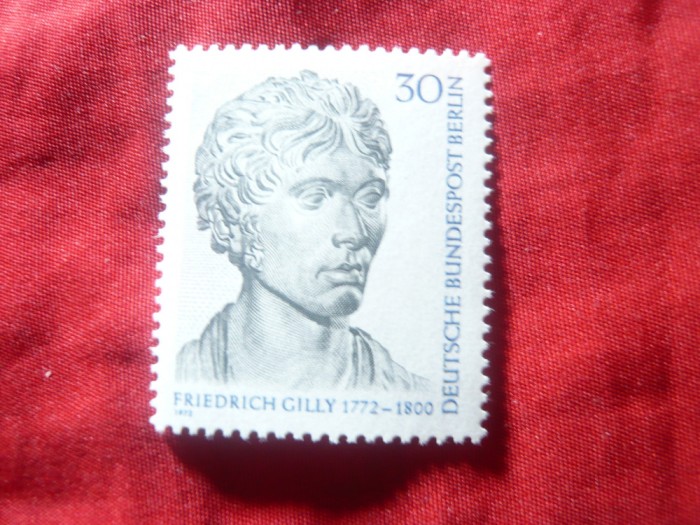 Serie 1 valoare Berlin 1972 - Personalitati - 200 Ani Fr. Gilly -grafica