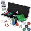 Set de Poker Complex cu 500 de jetoane, covoras verde, 2 seturi de carti, 5 zaruri, in servieta aluminiu