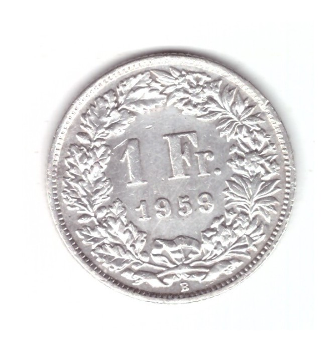 Moneda Elvetia 1 franc 1959, stare buna, curata