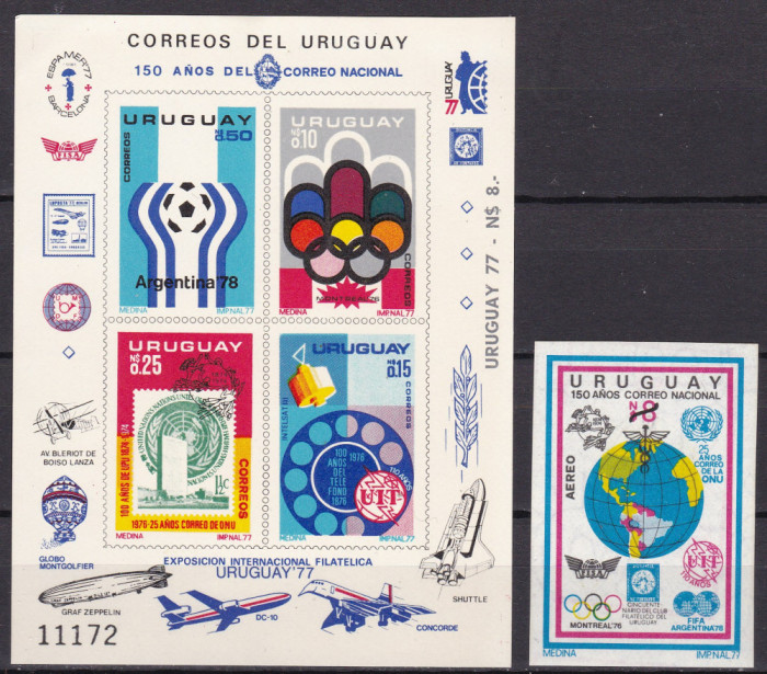 Uruguay 1977 sport fotbal MI 1465-1466 MNH