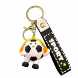 Breloc Chei, Flippy, Model Minge de Fotbal cu Casti, Cupa Mondiala, Accesoriu Pentru Chei si Rucsac, Material Acril, 50 g, Negru