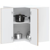 Dulap de colt bucatarie Gossi Porto, lemn vechi prelucrat, 57x57x60cm, depozitare, montare pe perete, maro/gri