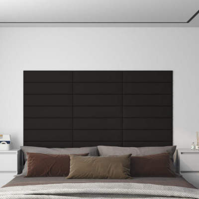 vidaXL Panouri de perete, 12 buc., negru, 60x15 cm, textil, 1,08 m&amp;sup2; foto