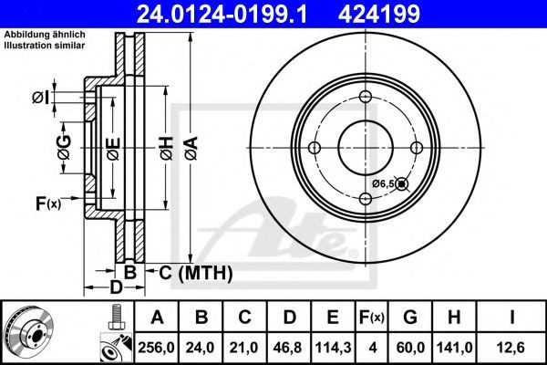 Disc frana DAEWOO NUBIRA Limuzina (KLAN) (2003 - 2016) ATE 24.0124-0199.1