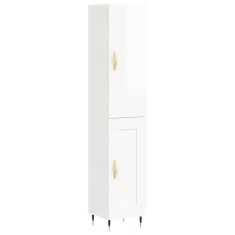 Dulap inalt, alb extralucios, 34,5x34x180 cm, lemn prelucrat