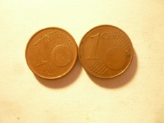2 Monede 1 Eurocent 1999 Spania si 2002 Austria ,bronz , cal. buna